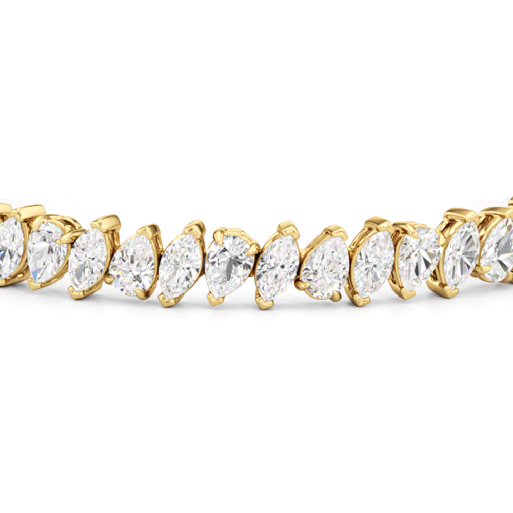 Marquise and Pear Tennis Bracelet with Lab Cut Diamond in 14KT Yellow Gold view 6
