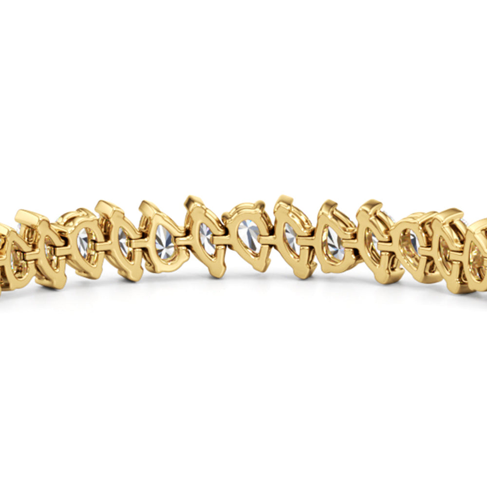 Marquise and Pear Tennis Bracelet with Lab Cut Diamond in 14KT Yellow Gold view 8
