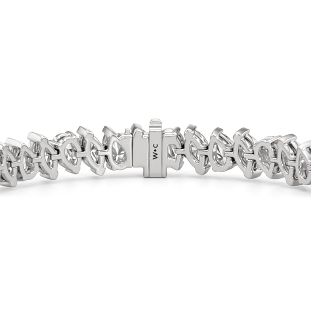 Marquise and Pear Tennis Bracelet with Lab Cut Diamond in 14KT White Gold view 7
