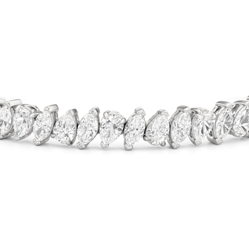 Marquise and Pear Tennis Bracelet with Lab Cut Diamond in 14KT White Gold view 6
