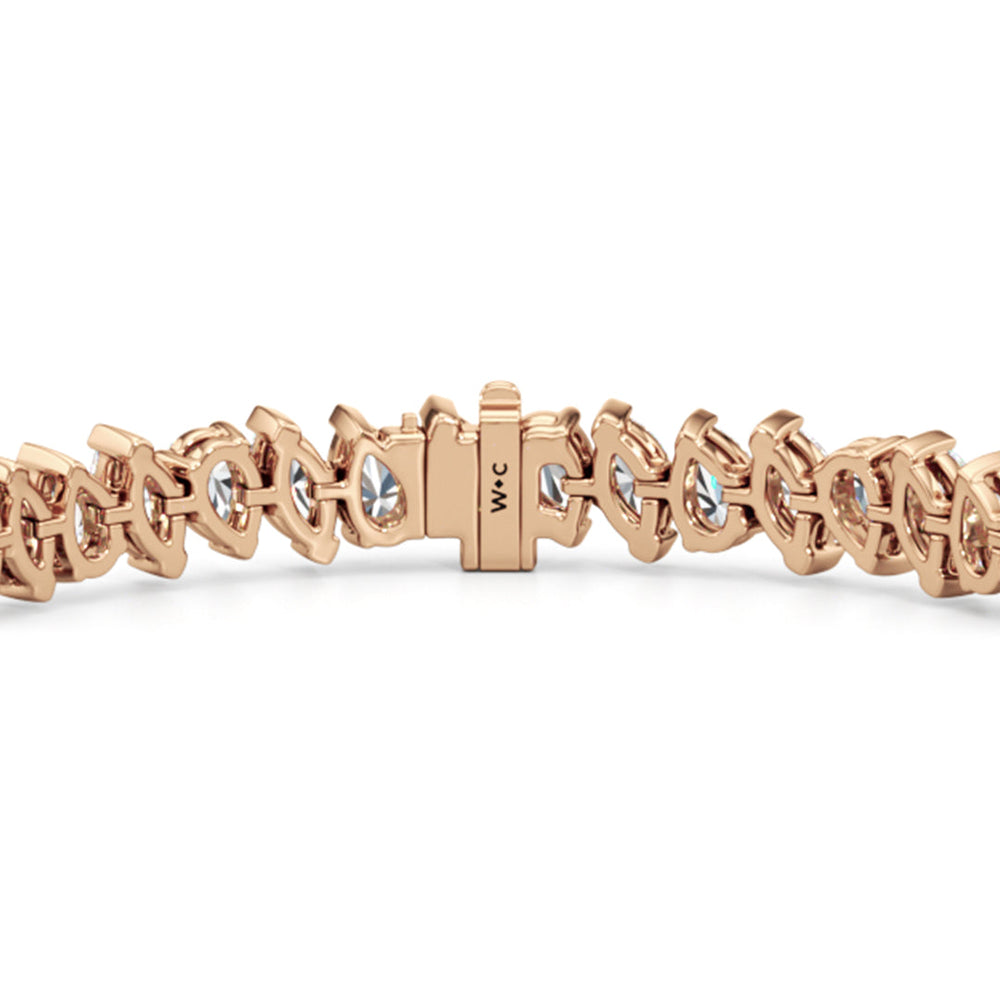 Marquise and Pear Tennis Bracelet with Lab Cut Diamond in 14KT Rose Gold view 7
