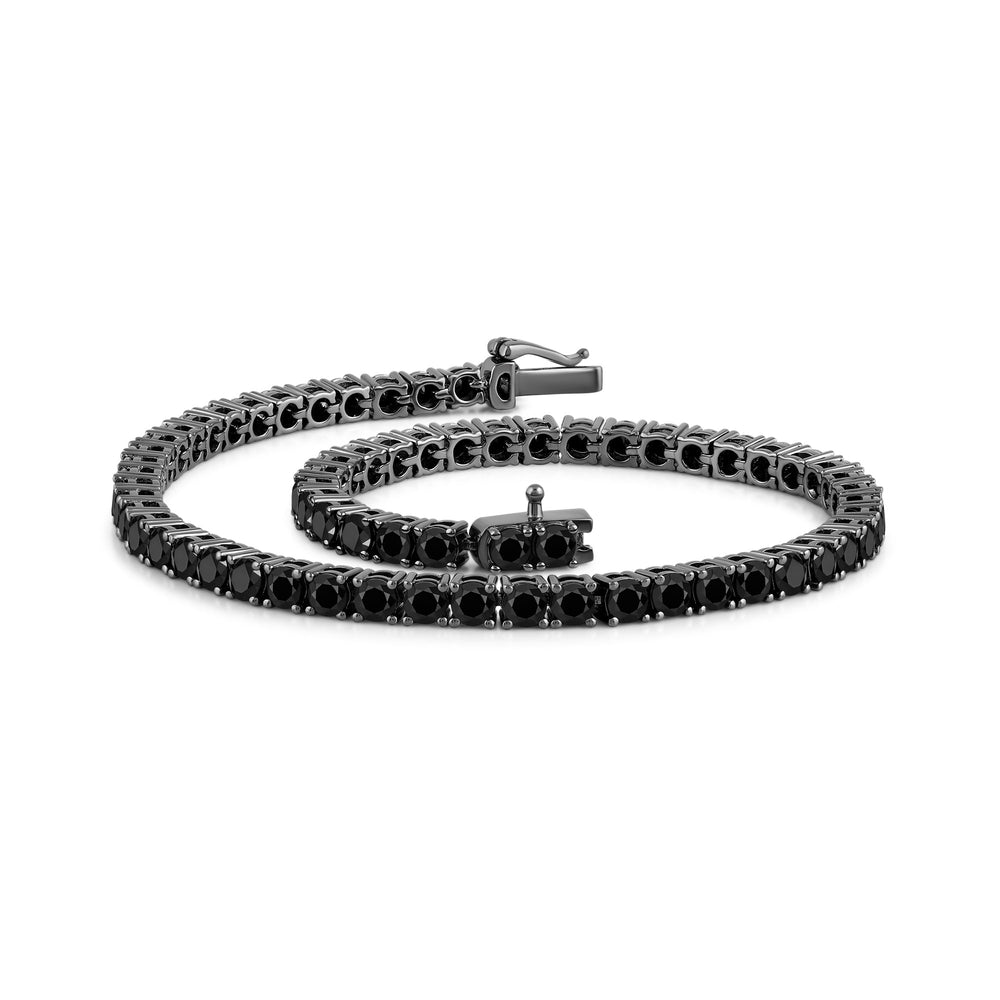 Round Black Diamond Tennis Bracelet with 8 Cut Diamond in 14KT Sterling Silver view 2

