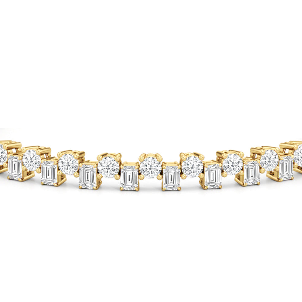 Staggered Tennis Bracelet with Lab Cut Diamond in 14KT Yellow Gold view 6
