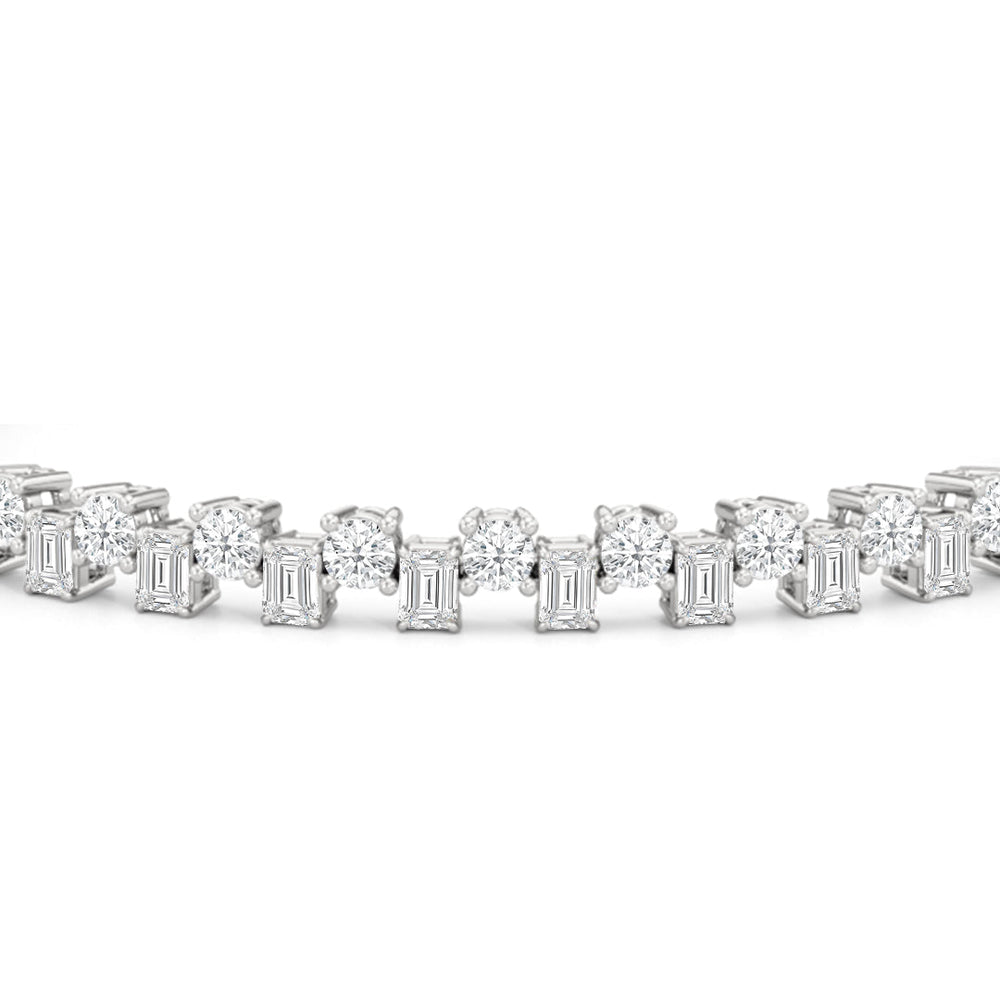 Staggered Tennis Bracelet with Lab Cut Diamond in 14KT White Gold view 6
