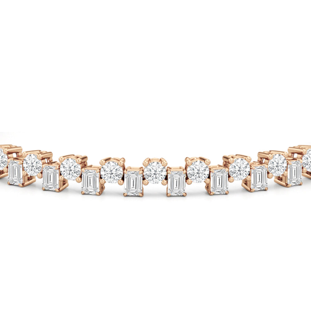 Staggered Tennis Bracelet with Lab Cut Diamond in 14KT Rose Gold view 6
