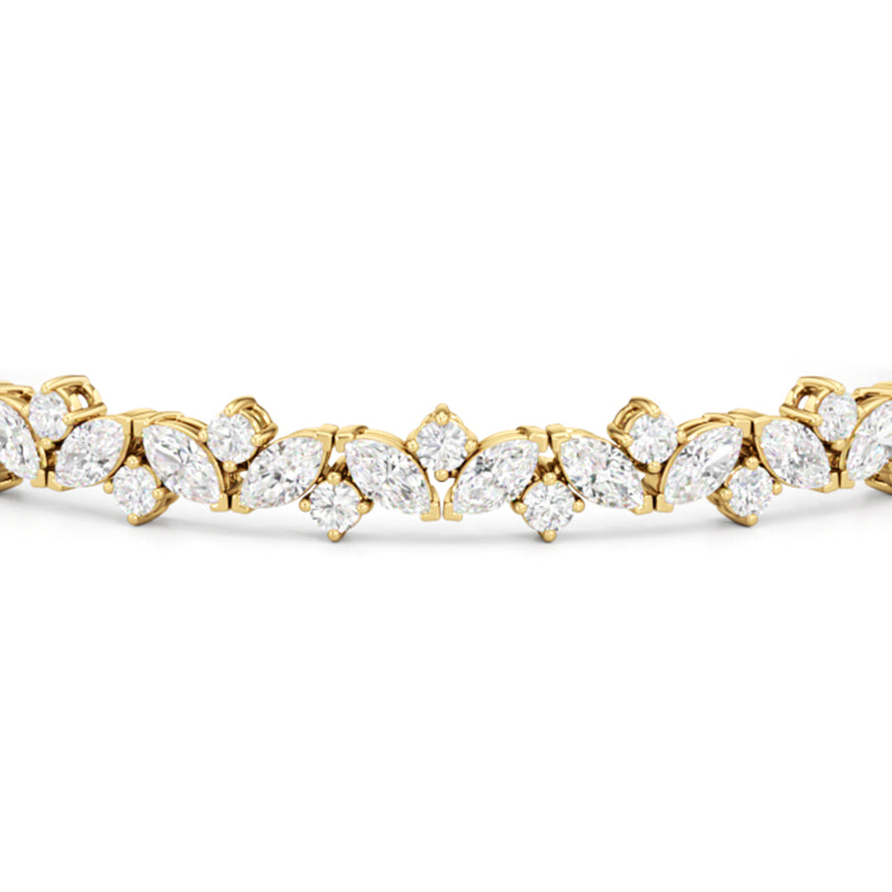 Marquise Wreath Tennis Bracelet with Lab Cut Diamond in 14KT Yellow Gold view 6
