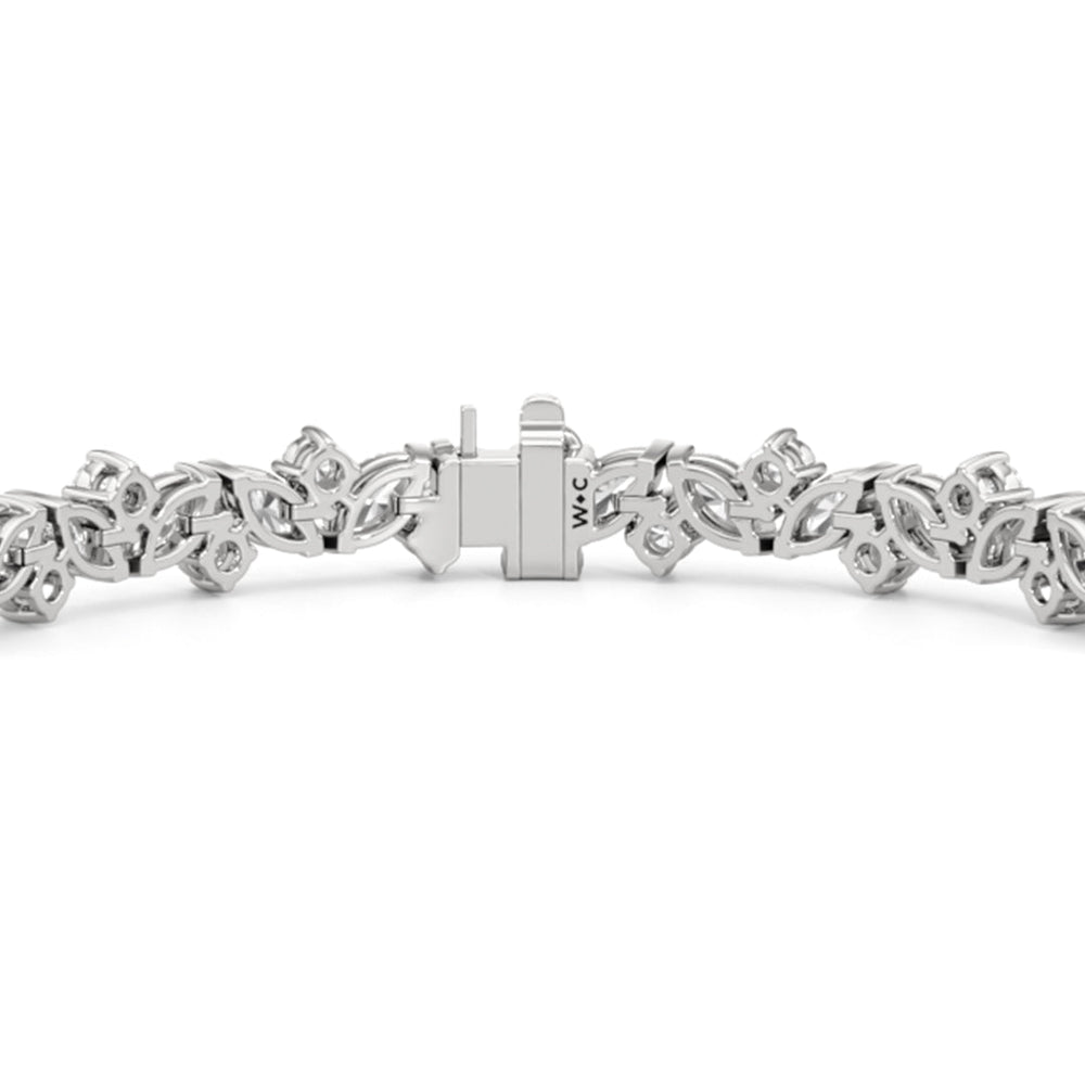 Marquise Wreath Tennis Bracelet with Lab Cut Diamond in 14KT White Gold view 7
