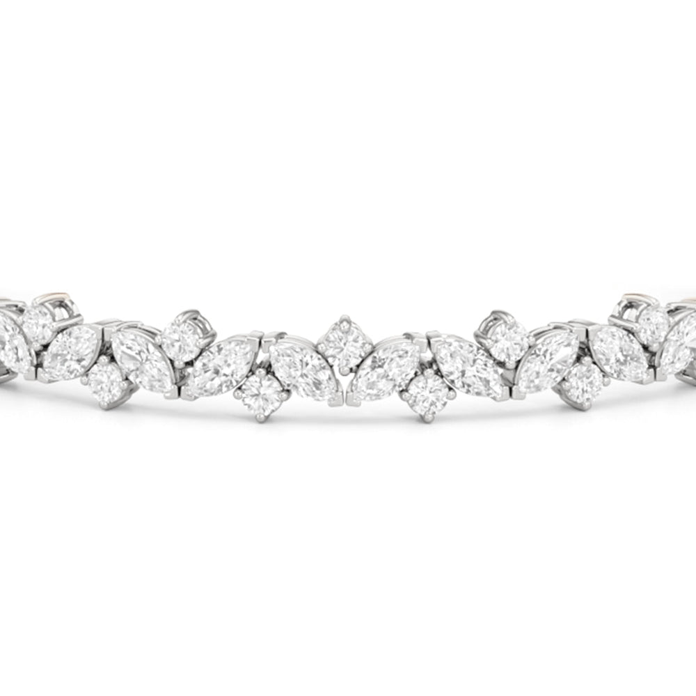 Marquise Wreath Tennis Bracelet with Lab Cut Diamond in 14KT White Gold view 6

