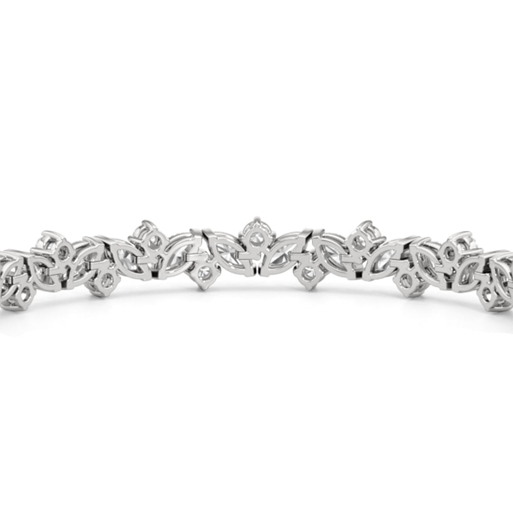 Marquise Wreath Tennis Bracelet with Lab Cut Diamond in 14KT White Gold view 8
