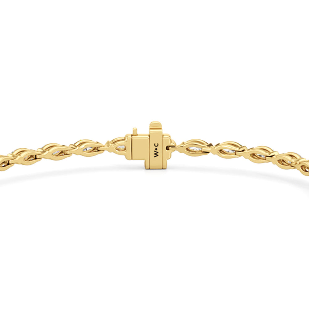 Pear with Trailing Marquise Tennis Bracelet with Lab Cut Diamond in 14KT Yellow Gold view 7
