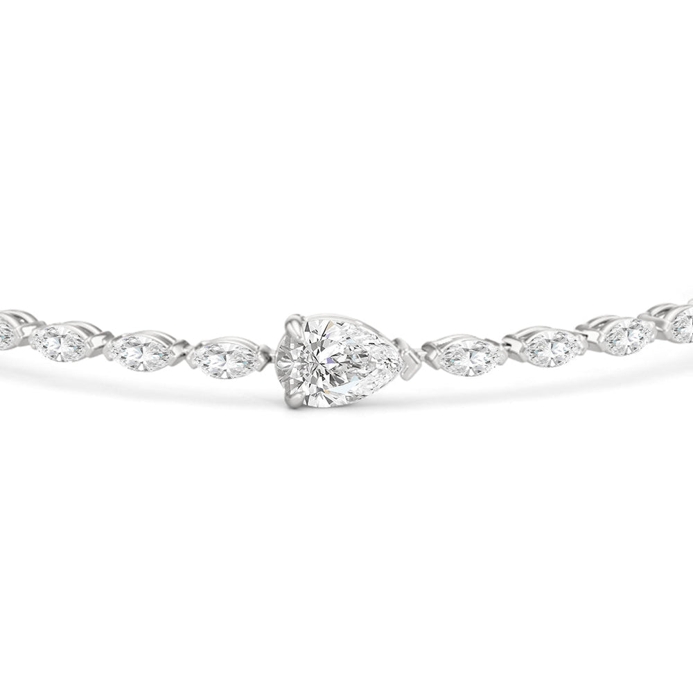 Pear with Trailing Marquise Tennis Bracelet with Lab Cut Diamond in 14KT White Gold view 6
