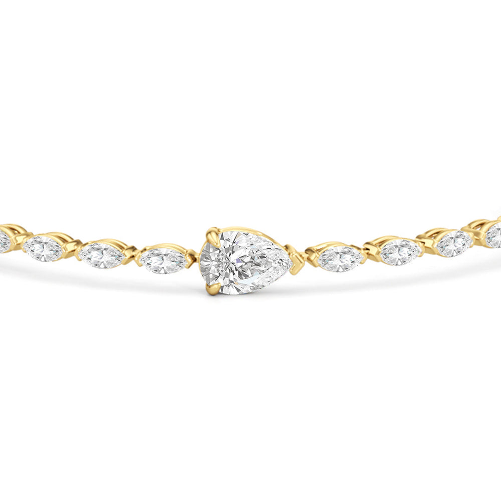 Pear with Trailing Marquise Tennis Bracelet with Lab Cut Diamond in 14KT Yellow Gold view 6
