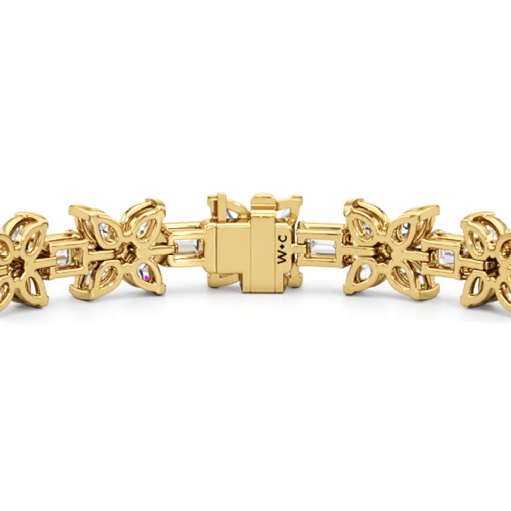 Wildflower Bracelet with 11 Cut Diamond in 14KT Yellow Gold view 7

