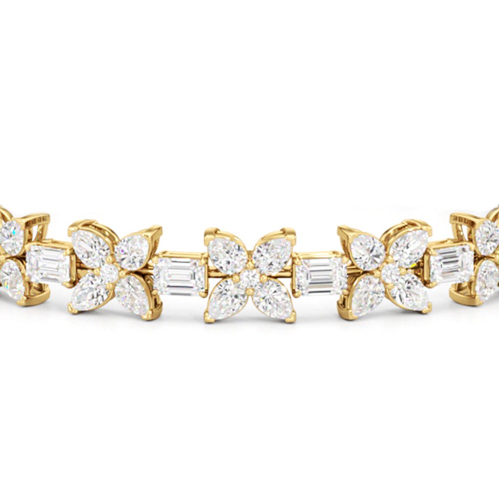 Wildflower Bracelet with 11 Cut Diamond in 14KT Yellow Gold view 6

