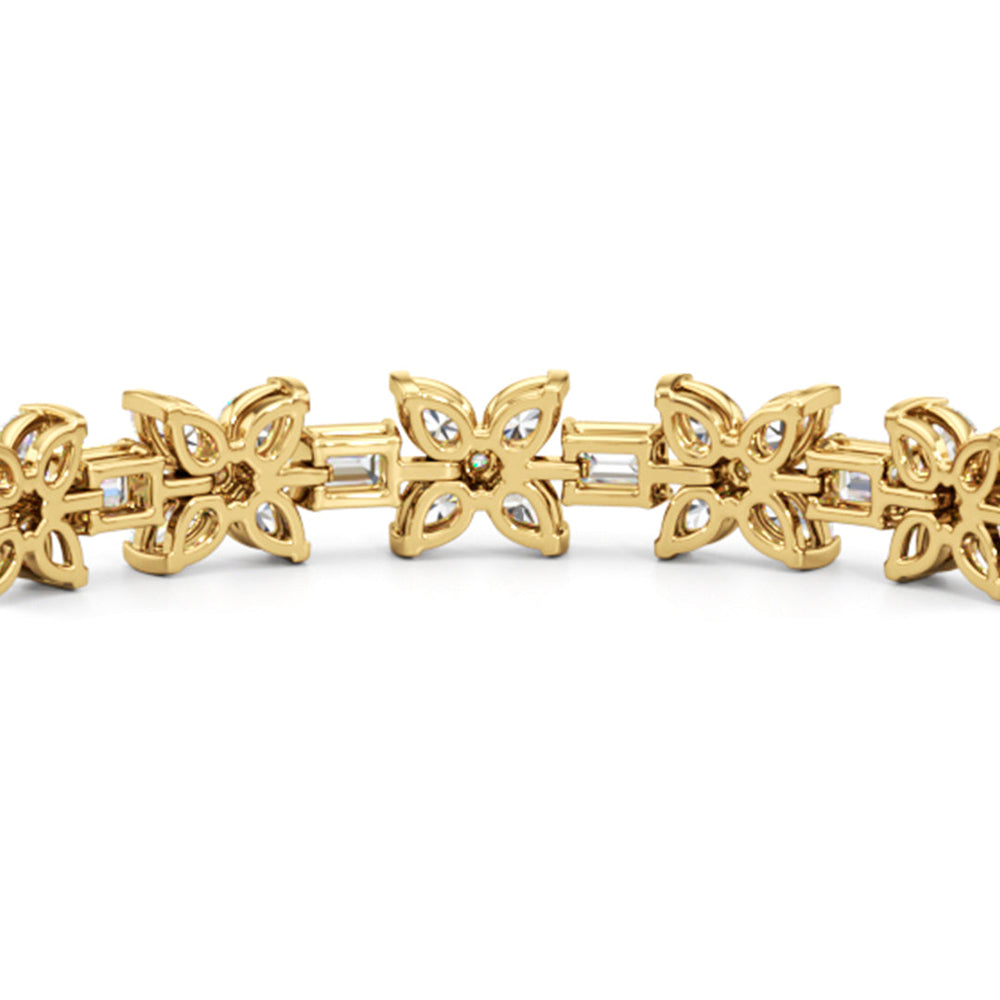 Wildflower Bracelet with 11 Cut Diamond in 14KT Yellow Gold view 8
