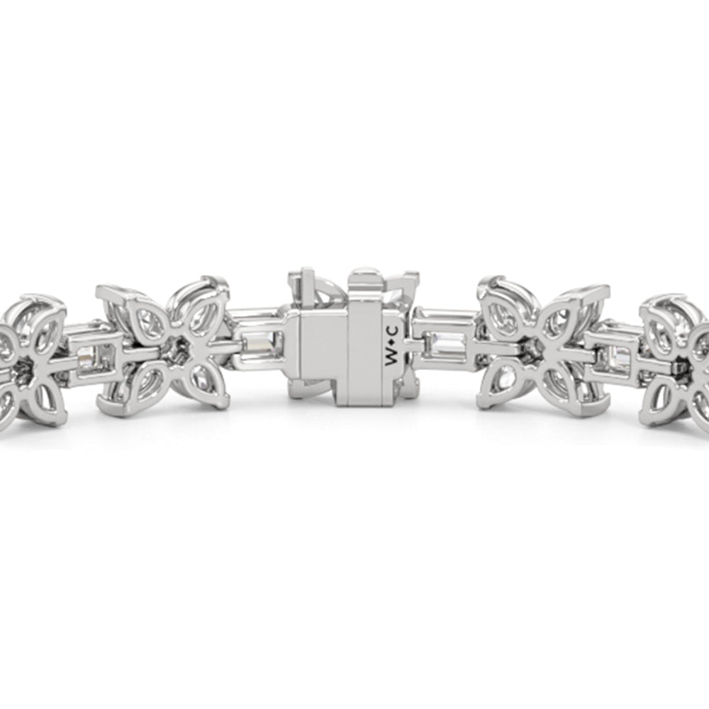 Wildflower Bracelet with 11 Cut Diamond in 14KT White Gold view 7
