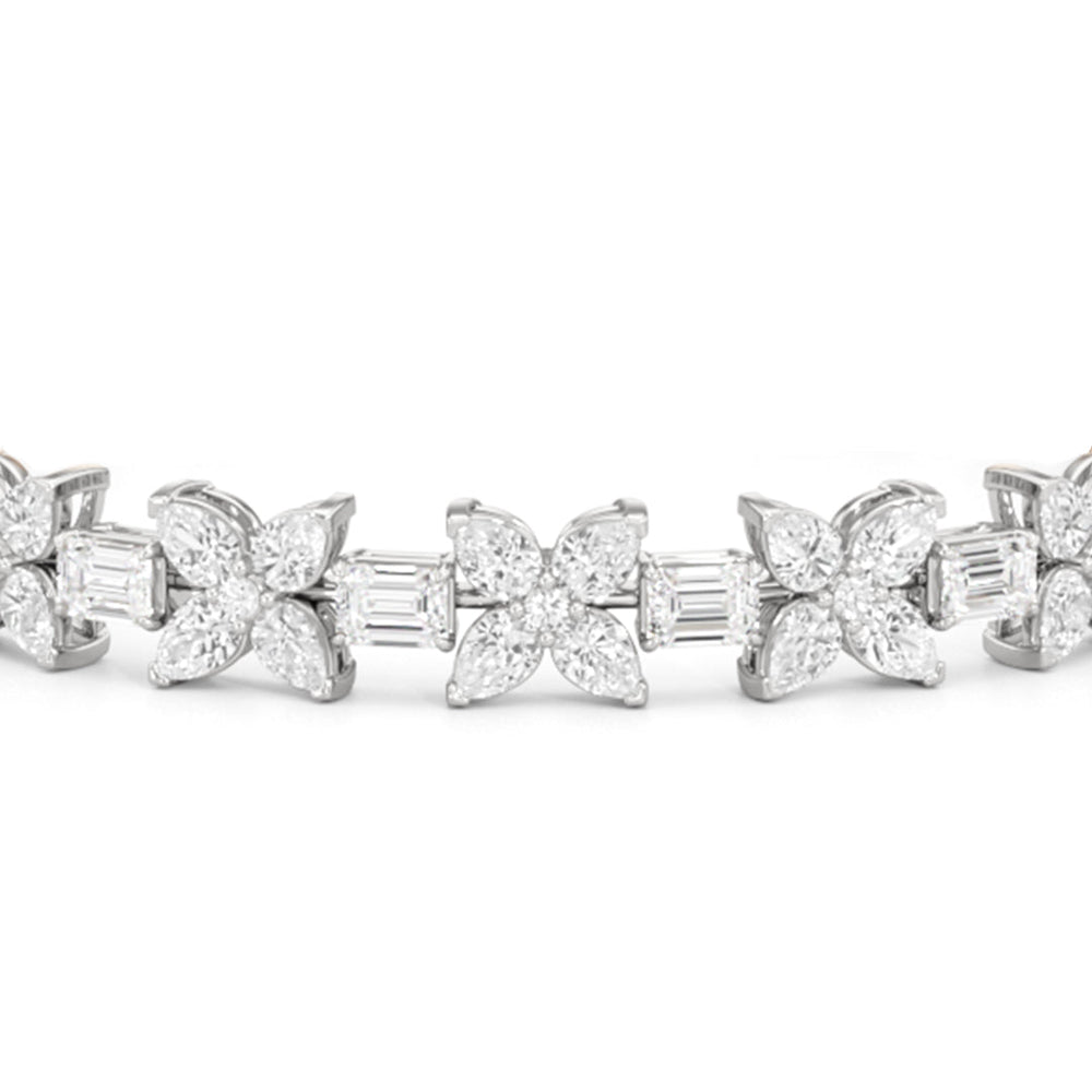 Wildflower Bracelet with 11 Cut Diamond in 14KT White Gold view 6
