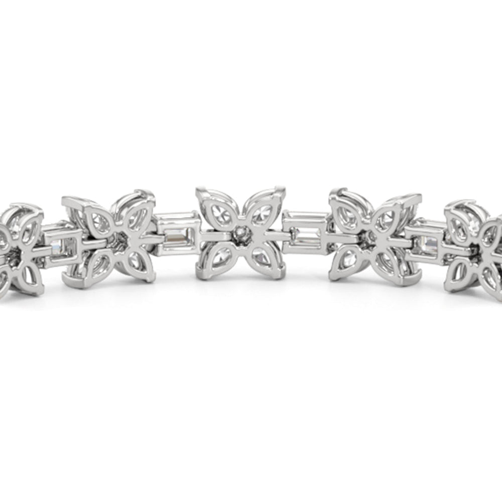 Wildflower Bracelet with 11 Cut Diamond in 14KT White Gold view 8
