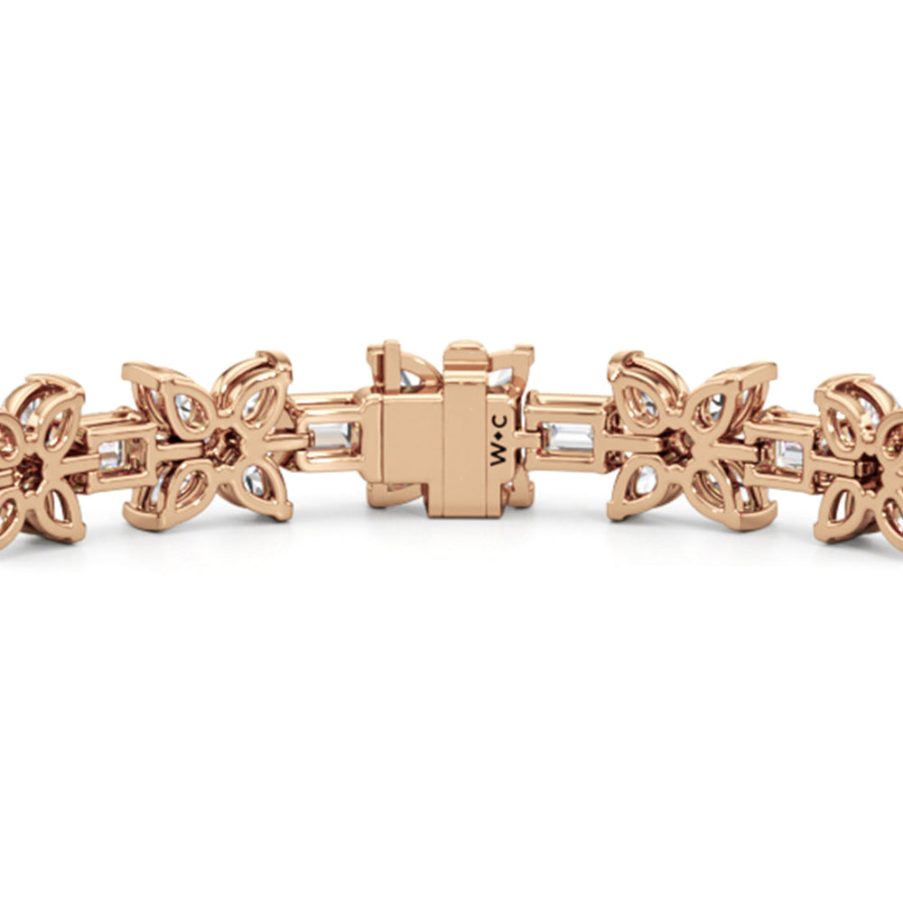 Wildflower Bracelet with 11 Cut Diamond in 14KT Rose Gold view 7
