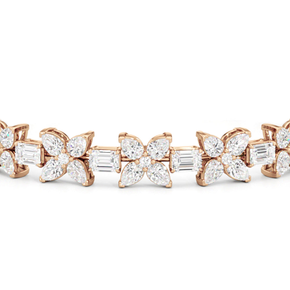 Wildflower Bracelet with 11 Cut Diamond in 14KT Rose Gold view 6
