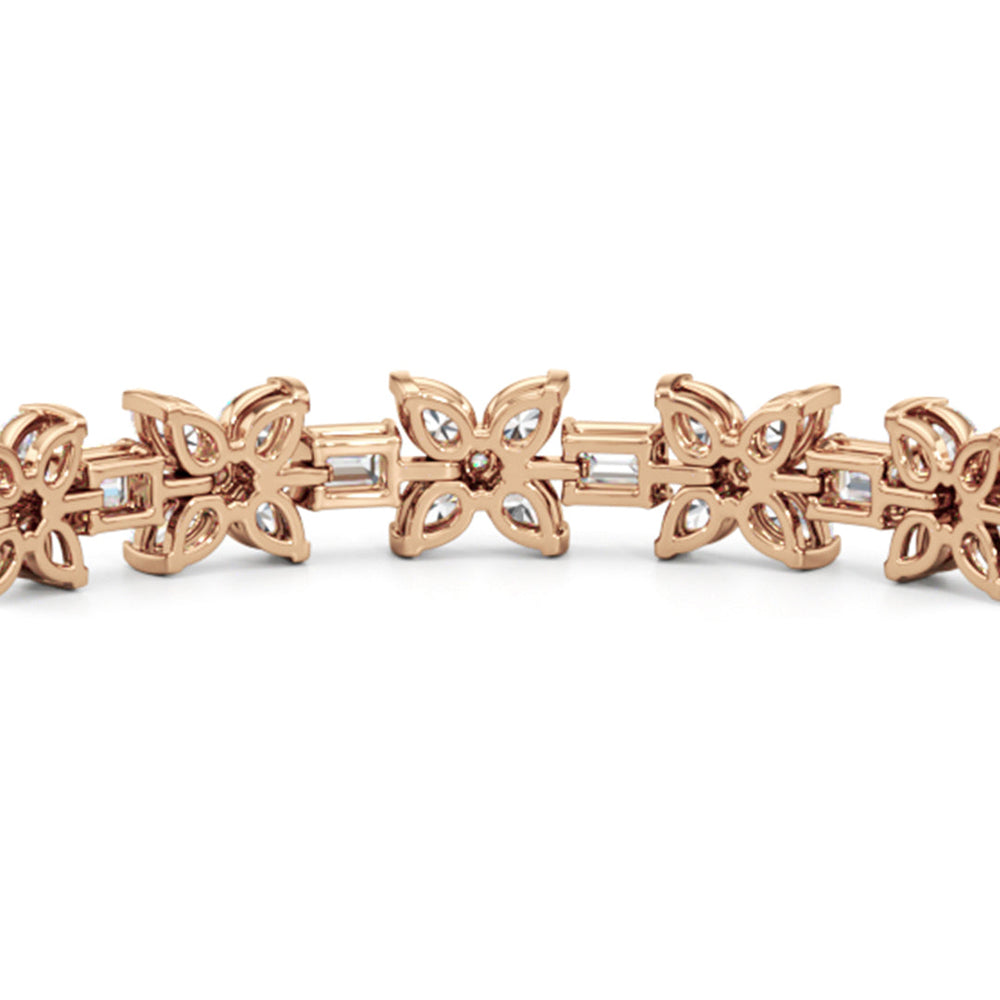 Wildflower Bracelet with 11 Cut Diamond in 14KT Rose Gold view 8

