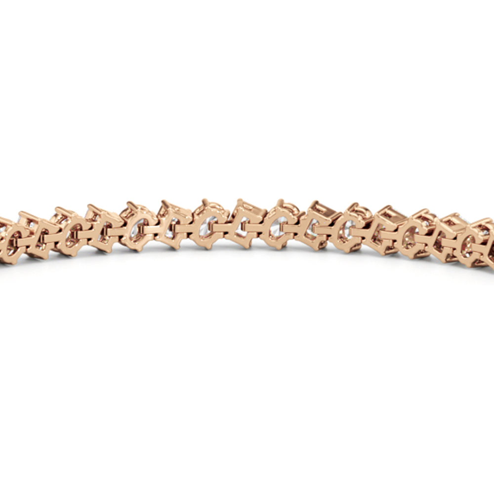 Oval and Emerald Herringbone Tennis Bracelet with 5 1/2 Cut Diamond in 14KT Rose Gold view 7
