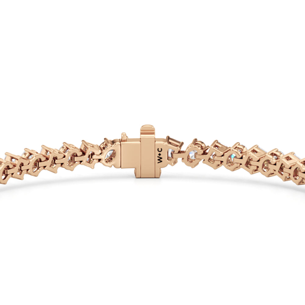 Oval and Emerald Herringbone Tennis Bracelet with 5 1/2 Cut Diamond in 14KT Rose Gold view 6
