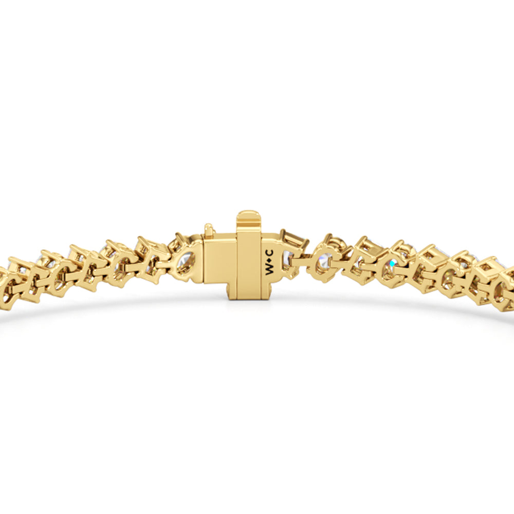Oval and Emerald Herringbone Tennis Bracelet with 5 1/2 Cut Diamond in 14KT Yellow Gold view 7

