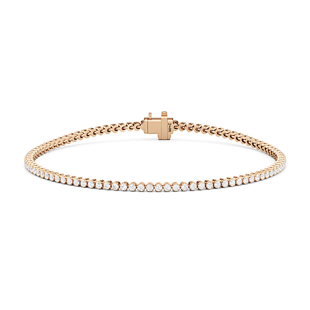 Four Prong Lab Diamond Tennis Bracelet with 10 Cut Diamond in 14KT Rose Gold view 22

