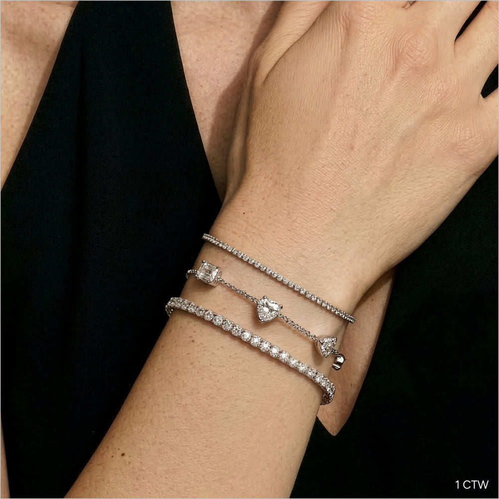 Four Prong Lab Diamond Tennis Bracelet with 1 Cut Diamond in 14KT Rose Gold view 5
