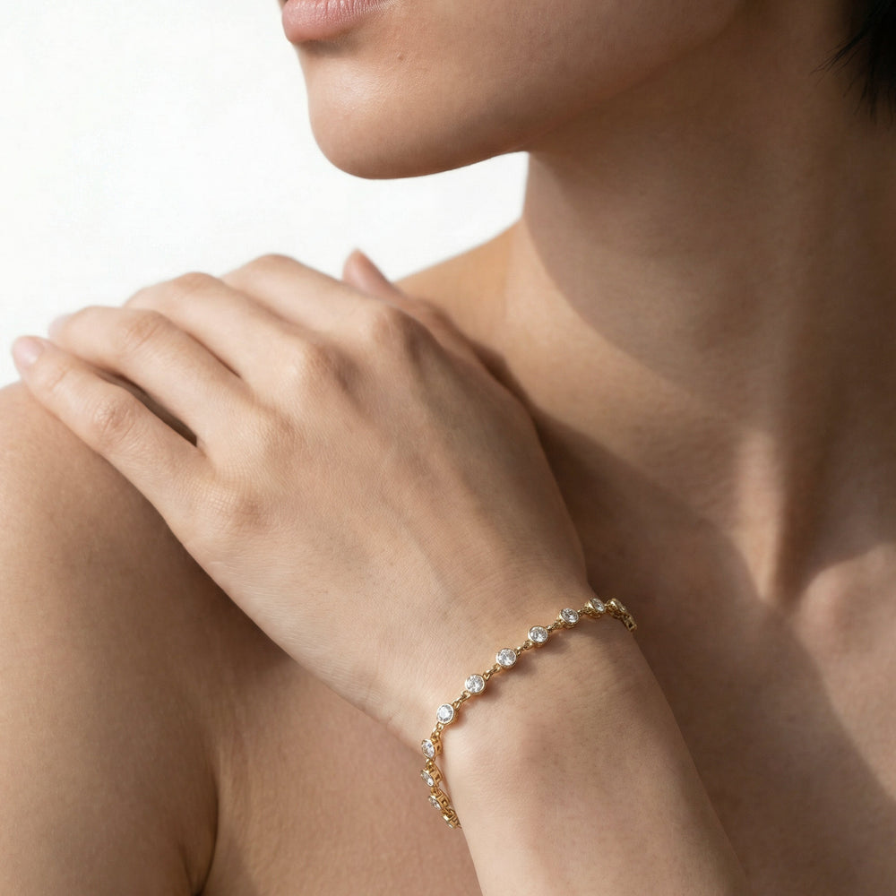 Lab Diamond Chain Link Bracelet with 3/4 Cut Diamond in 14KT Rose Gold view 3
