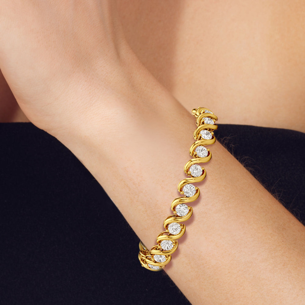 Spiral Tennis Bracelet with 10 Cut Diamond in 14KT White Gold view 4
