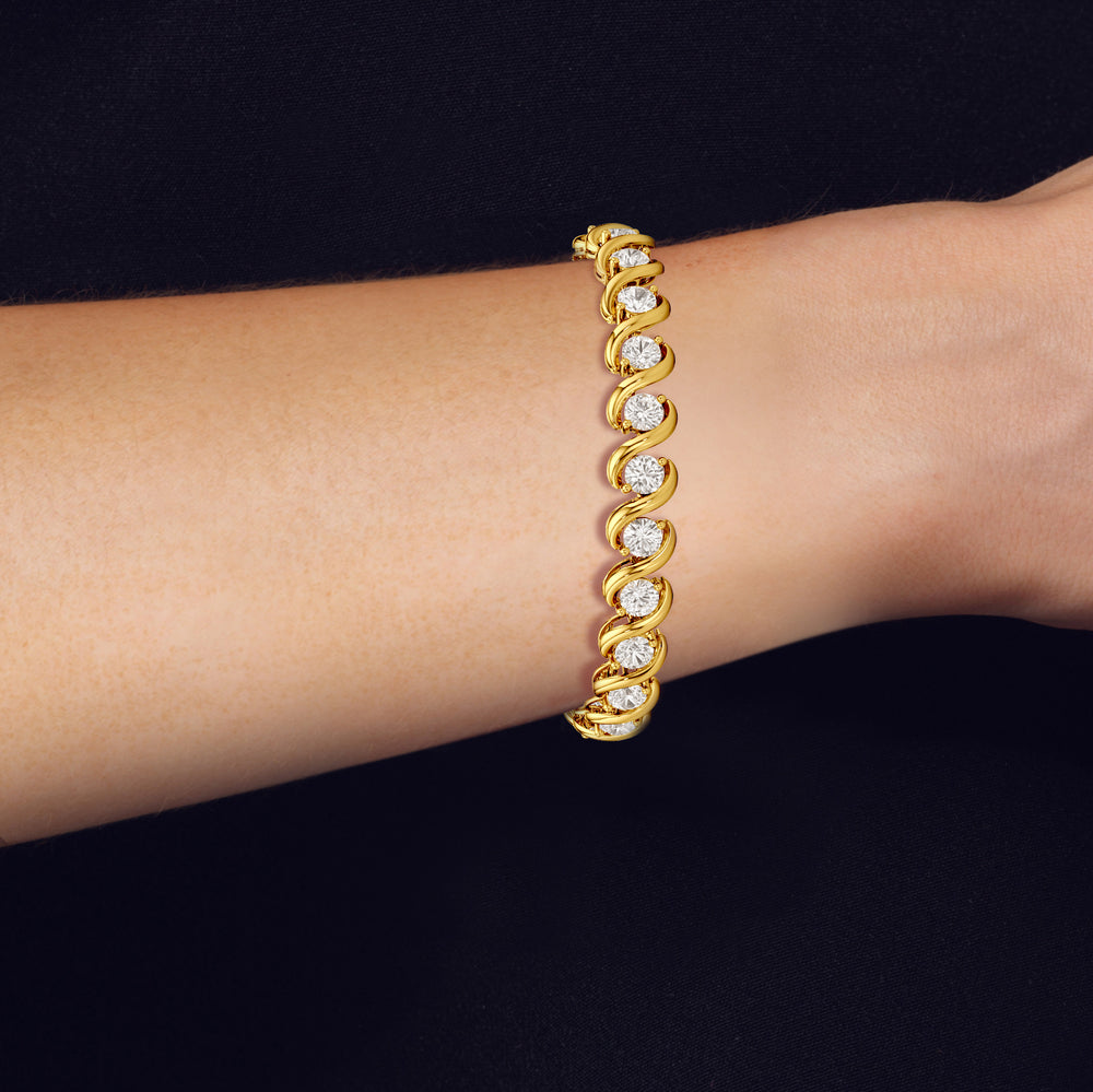 Spiral Tennis Bracelet with 10 Cut Diamond in 14KT White Gold view 3
