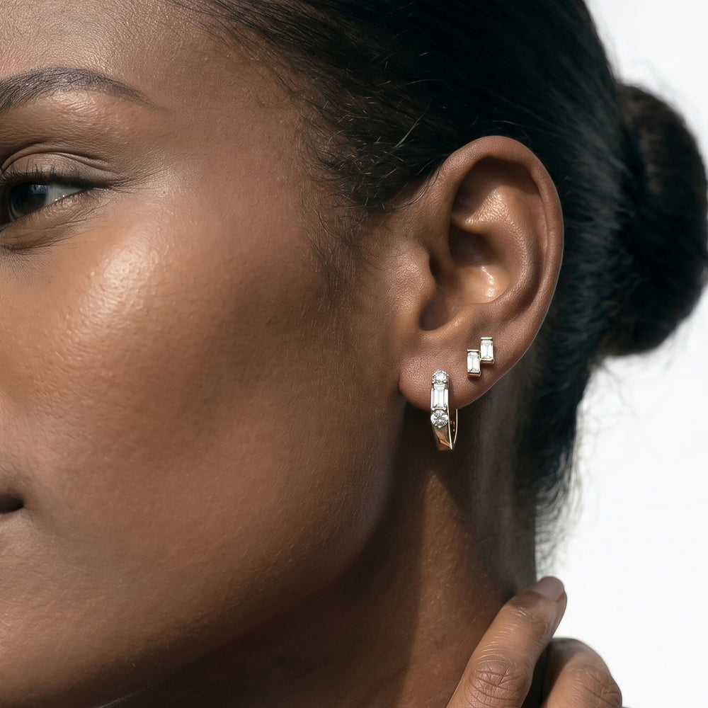 The Paige Hoops with 14KT Yellow Gold / Lab / 3/8 Cut Diamond in 14KT Yellow Gold / Lab / 3/8 view 3
