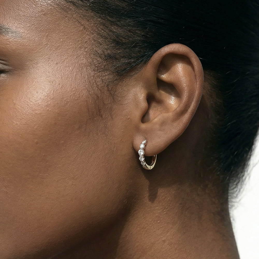 The Quinn Hoops with 14KT White Gold / Lab / 1/3 Cut Diamond in 14KT White Gold / Lab / 1/3 view 2
