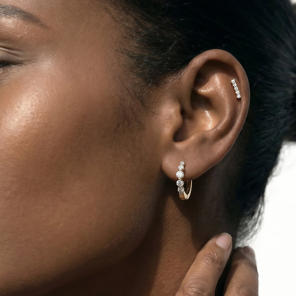 The Quinn Hoops with 14KT White Gold / Lab / 1/3 Cut Diamond in 14KT White Gold / Lab / 1/3 view 3
