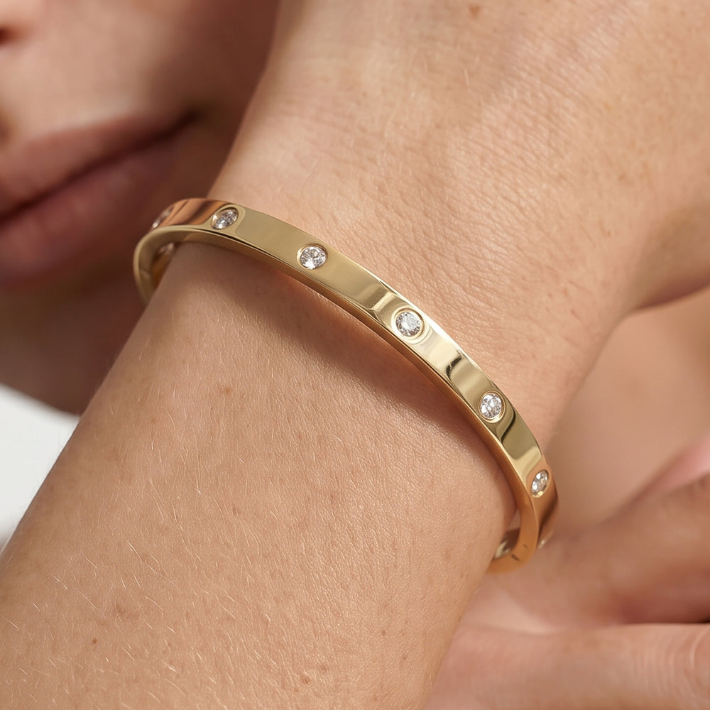 The Kate Station Bangle with Lab Cut Diamond in 14KT Yellow Gold view 2
