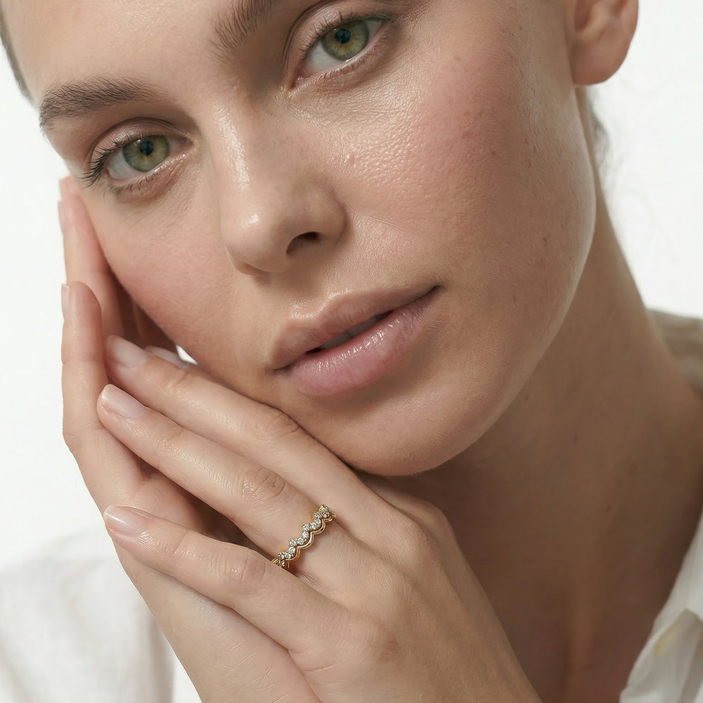 The Blair Ring Set with 18K Yellow Gold Vermeil / 1/5 / 6.5 Cut Diamond in 14KT 18K Yellow Gold Vermeil / 1/5 / 6.5 view 2

