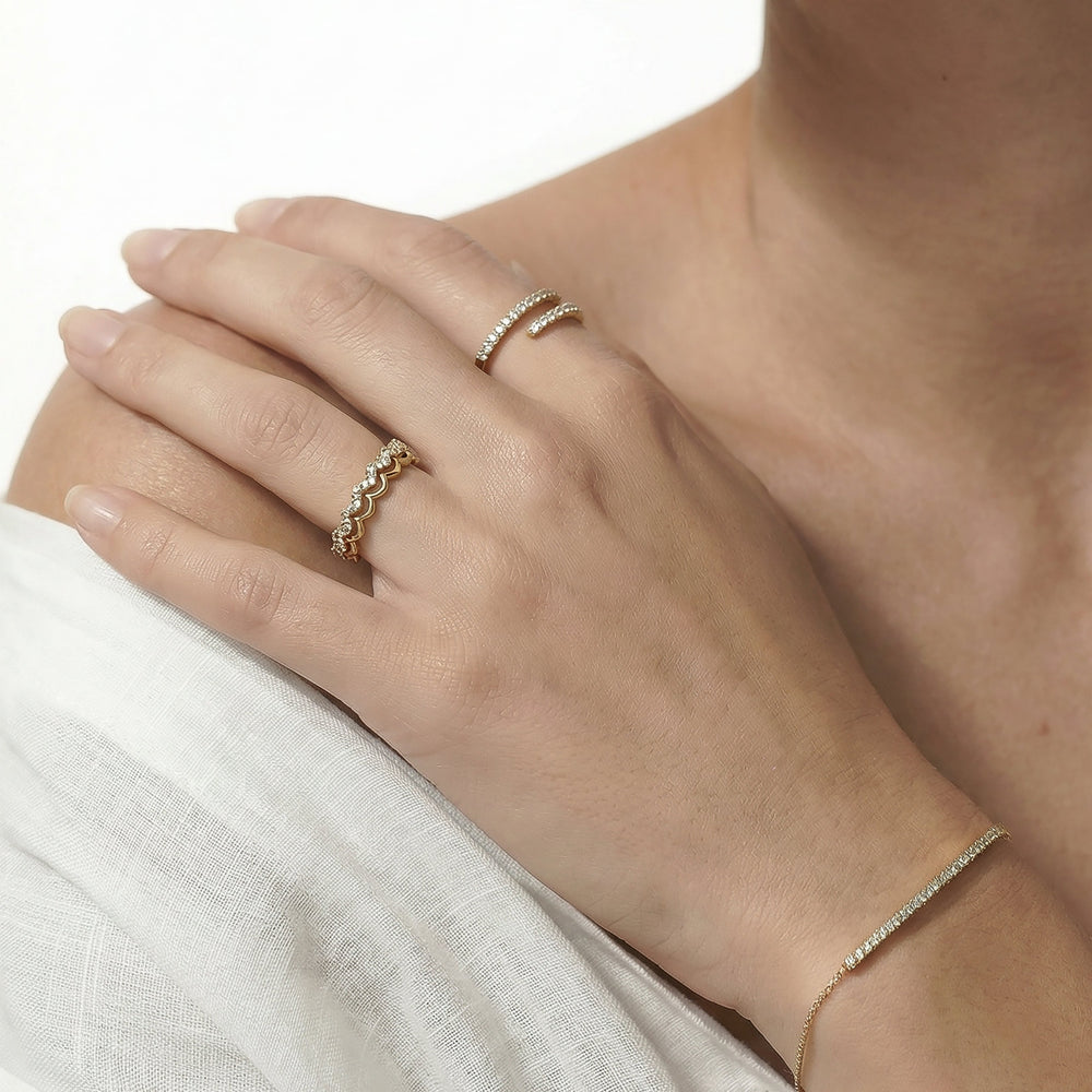 The Blair Ring Set with 18K Yellow Gold Vermeil / 1/5 / 6 Cut Diamond in 14KT 18K Yellow Gold Vermeil / 1/5 / 6 view 3
