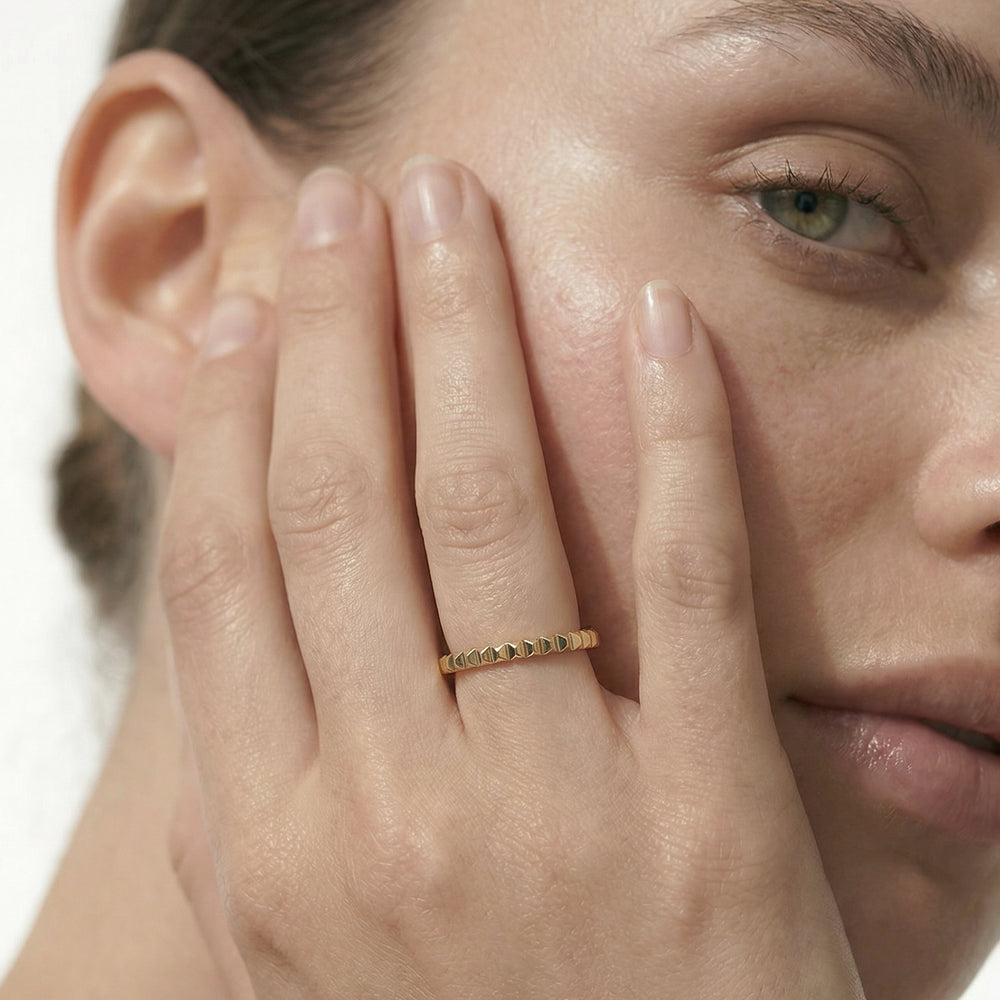 The Kit Stacker Ring with 18K Yellow Gold Vermeil / 6.5 Cut Diamond in 14KT 18K Yellow Gold Vermeil / 6.5 view 2
