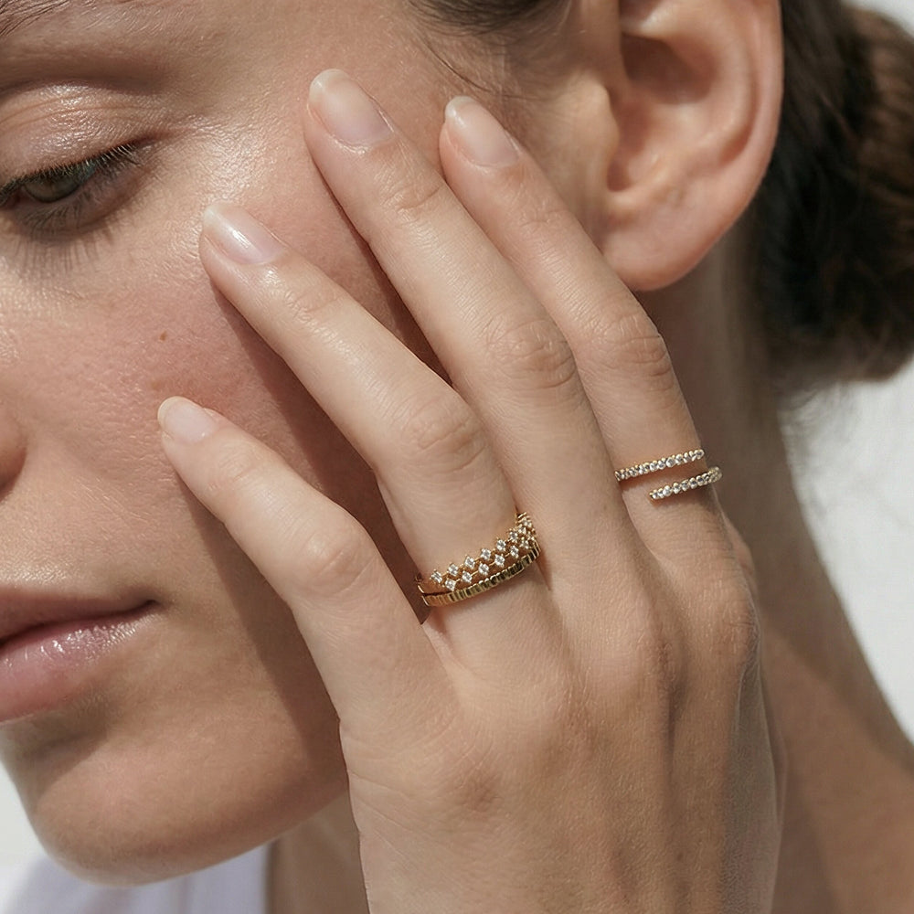 The Kit Stacker Ring with 18K Yellow Gold Vermeil / 6 Cut Diamond in 14KT 18K Yellow Gold Vermeil / 6 view 3
