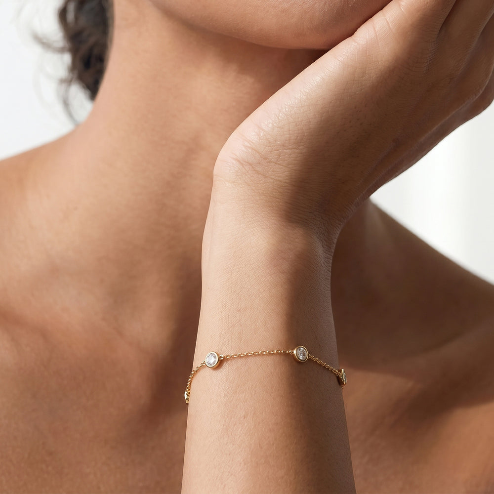 The Zoe Petite Chain Bracelet with Lab Cut Diamond in 14KT White Gold view 2
