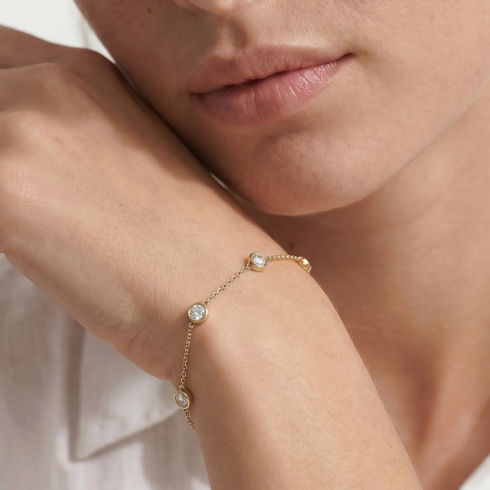 The Zoe Chain Bracelet with Lab Cut Diamond in 14KT White Gold view 2
