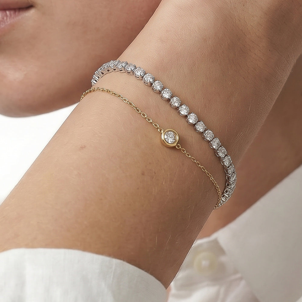 The Kelly Bar Bracelet with Lab Cut Diamond in 14KT Rose Gold view 3
