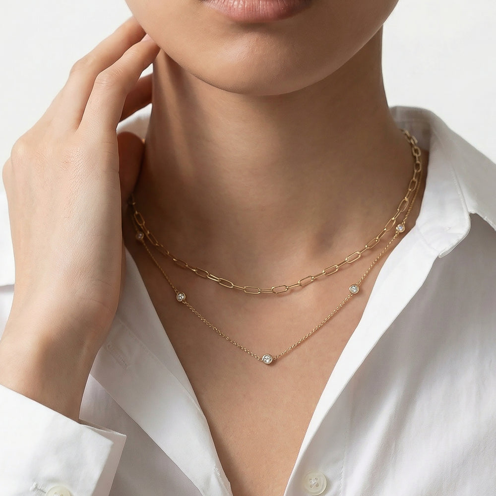 The Rhea Station Necklace with 14KT Yellow Gold / Lab / 1/2 Cut Diamond in 14KT Yellow Gold / Lab / 1/2 view 3

