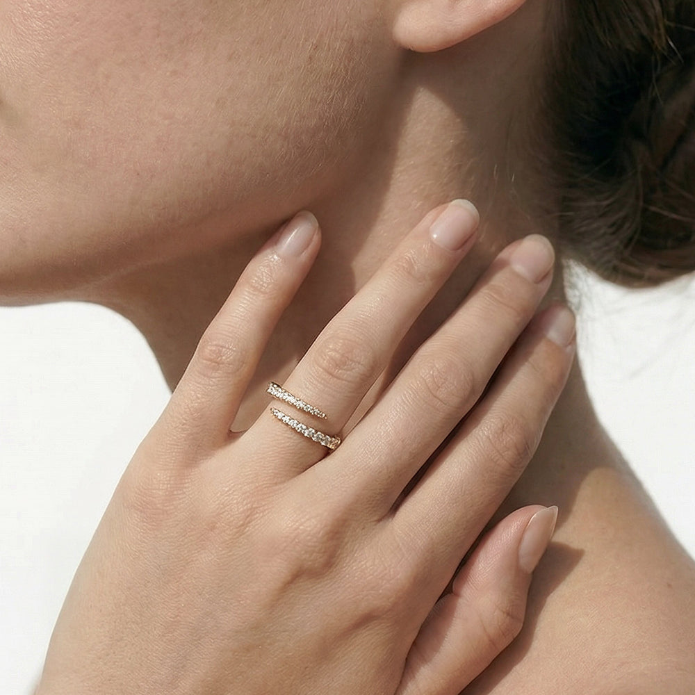 The Abigail Cross Over Ring with 14KT Yellow Gold / 1/4 / 7 Cut Diamond in 14KT Yellow Gold / 1/4 / 7 view 2
