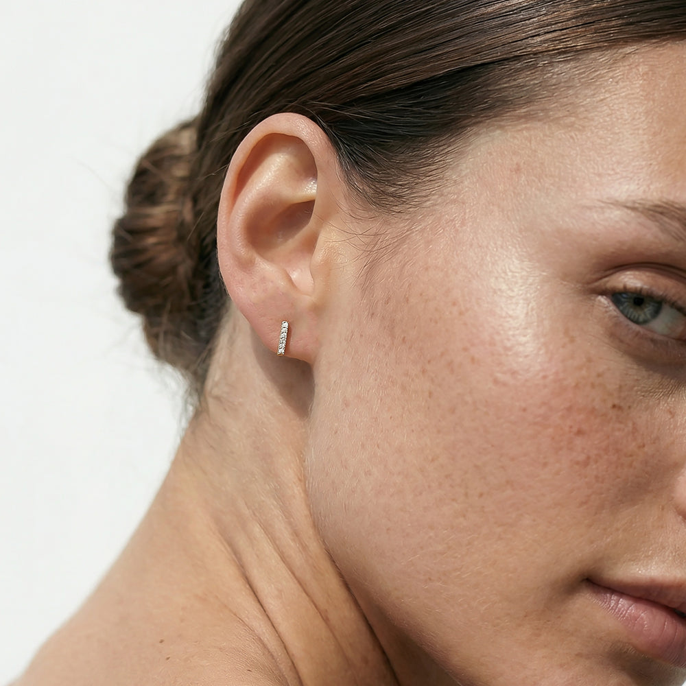 The Elena Stacker Studs with 14KT Yellow Gold / Lab / 1/10 Cut Diamond in 14KT Yellow Gold / Lab / 1/10 view 2
