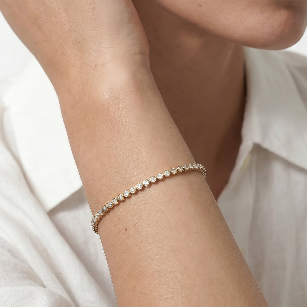 Petite Eternity Bezel Diamond Tennis Bracelet with Lab Cut Diamond in 14KT White Gold view 2

