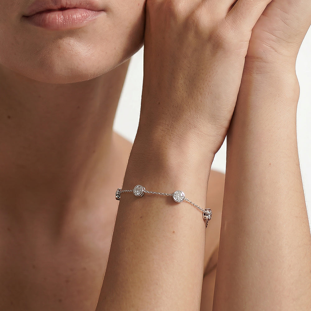 The Eve Station Bracelet with Lab Cut Diamond in 14KT Yellow Gold view 2

