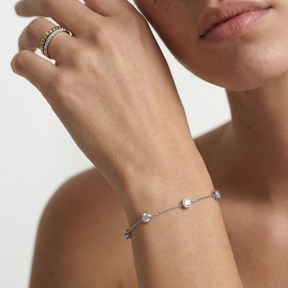 The Eve Station Bracelet with Lab Cut Diamond in 14KT White Gold view 3
